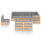 8 Piece Garden Lounge Set with Cushions Solid Pinewood - Side View