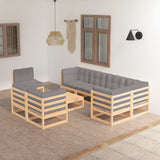 9 Piece Garden Lounge Set with Cushions Solid Pinewood