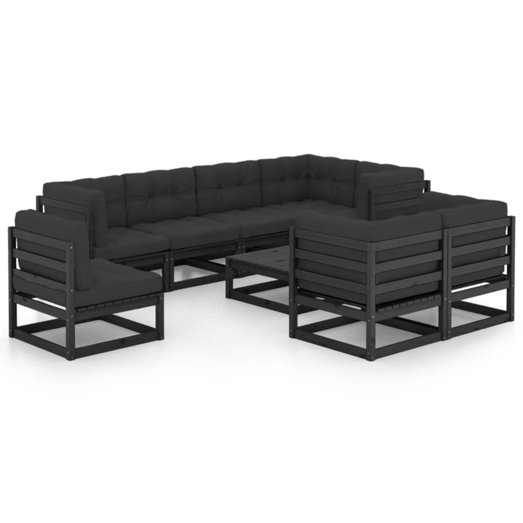 9 Piece Garden Lounge Set with Cushions Solid Pinewood