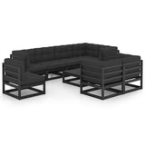 9 Piece Garden Lounge Set with Cushions Solid Pinewood