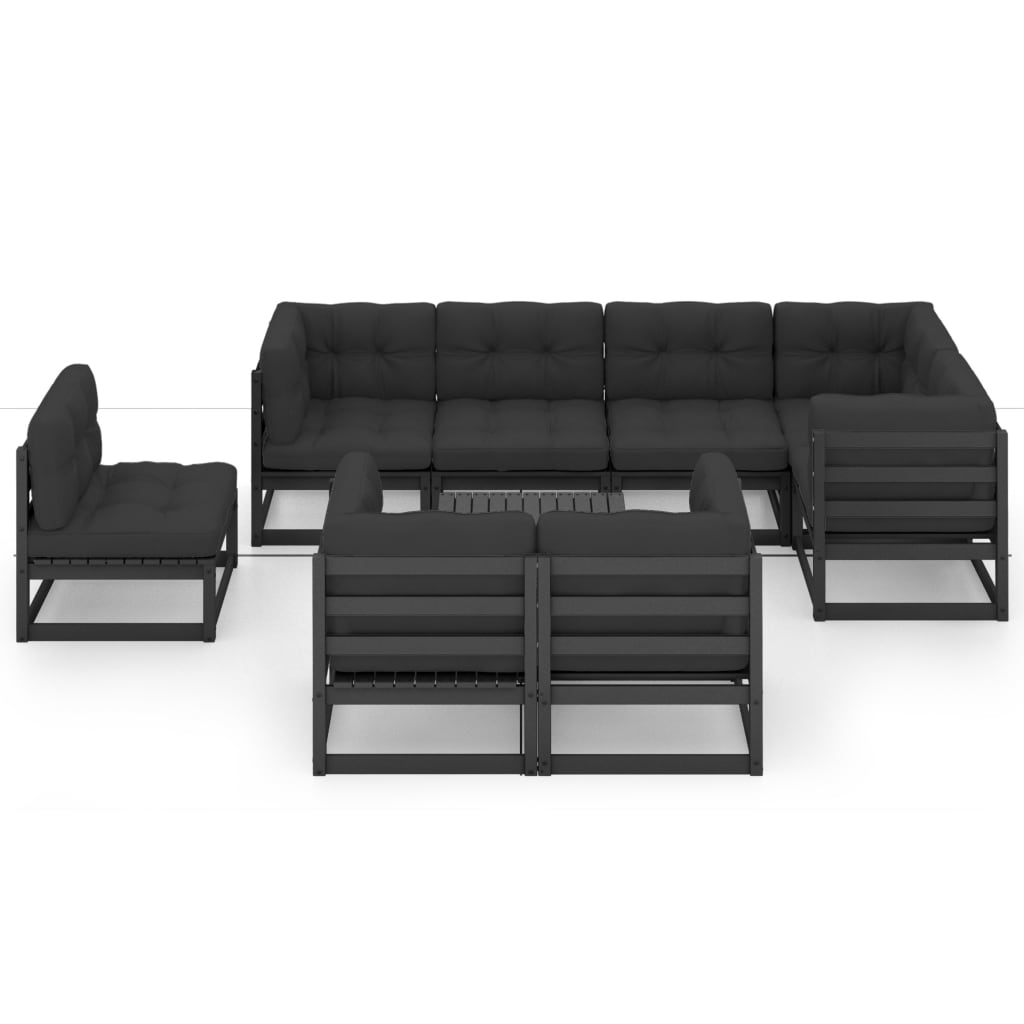 9 Piece Garden Lounge Set with Cushions Solid Pinewood