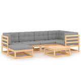 7 Piece Garden Lounge Set with Cushions Solid Pinewood - Front View
