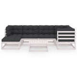 7 Piece Garden Lounge Set with Cushions Solid Pinewood - Side View
