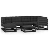 7 Piece Garden Lounge Set with Cushions Solid Pinewood - Front View