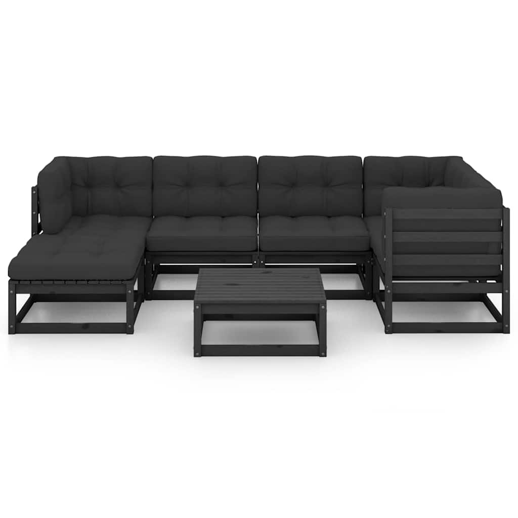 7 Piece Garden Lounge Set with Cushions Solid Pinewood