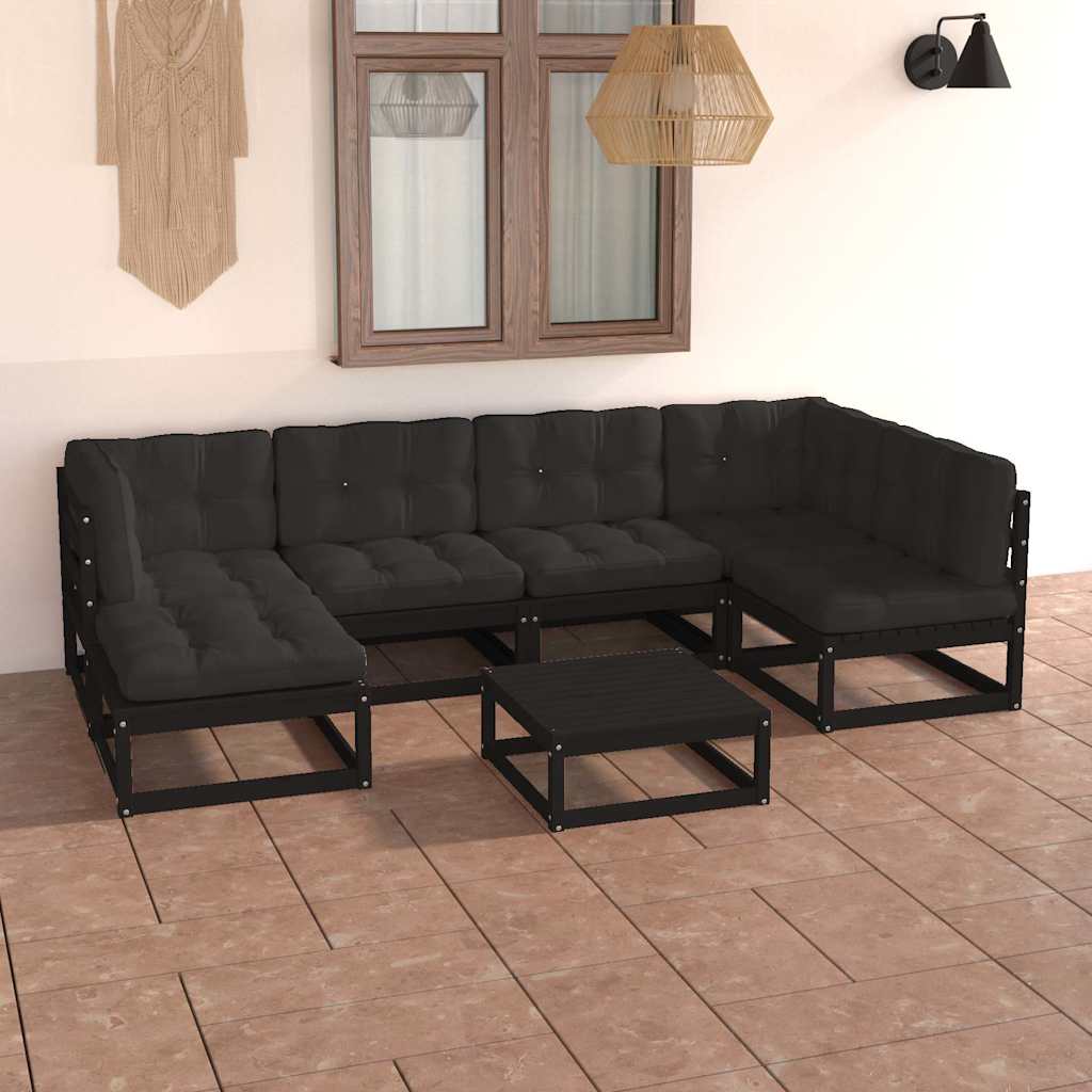7 Piece Garden Lounge Set with Cushions Solid Pinewood