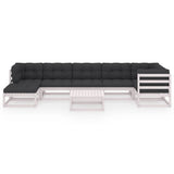 8 Piece Garden Lounge Set with Cushions Solid Pinewood - Side View