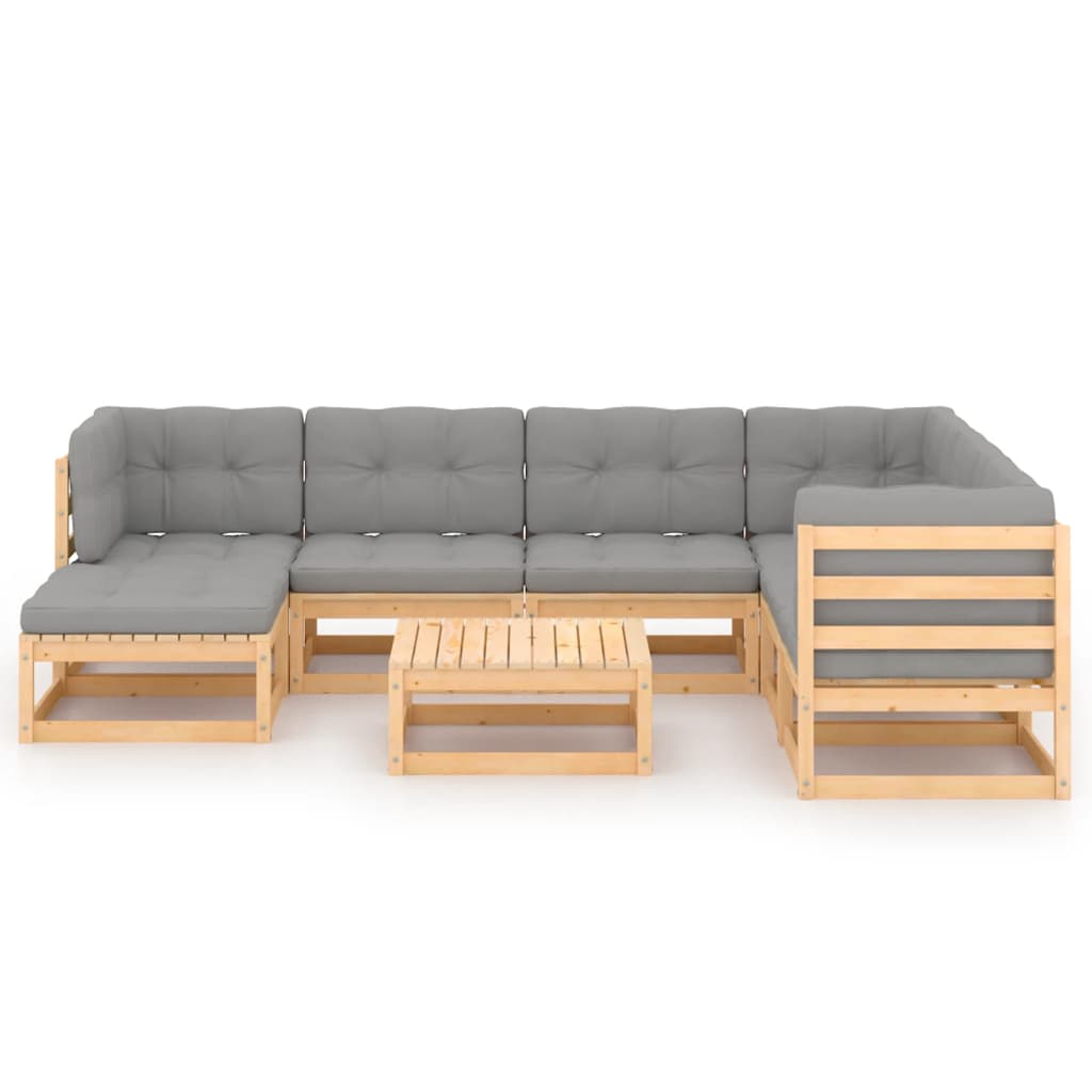 8 Piece Garden Lounge Set with Cushions Solid Pinewood