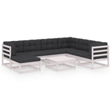 8 Piece Garden Lounge Set with Cushions Solid Pinewood - Front View