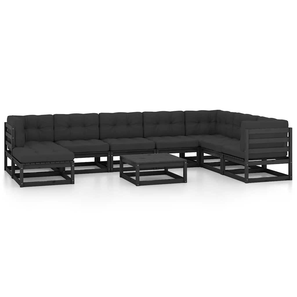 9 Piece Garden Lounge Set with Cushions Solid Pinewood