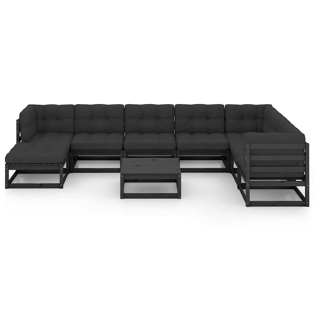 9 Piece Garden Lounge Set with Cushions Solid Pinewood