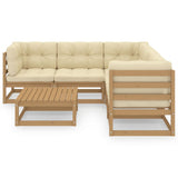 6 Piece Garden Lounge Set with Cushions Solid Pinewood - Side View