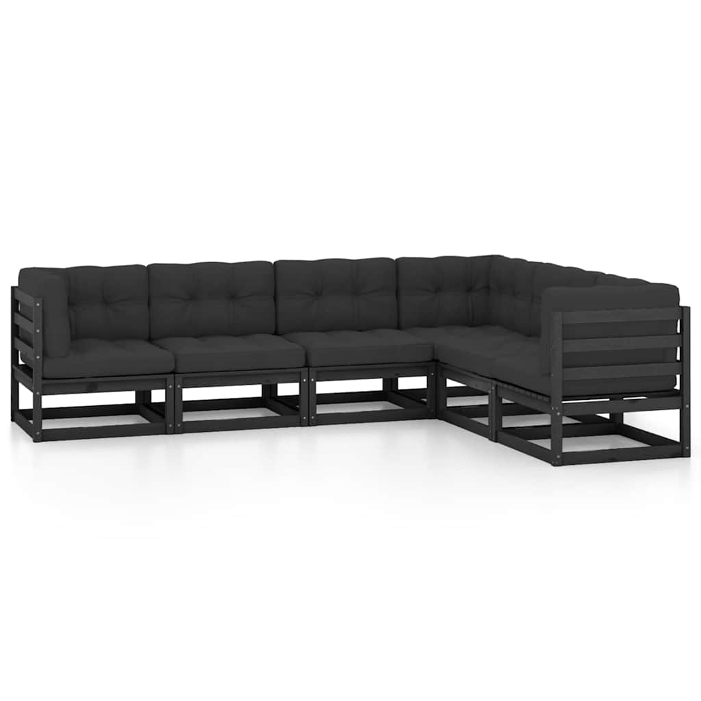 6 Piece Garden Lounge Set with Cushions Solid Pinewood