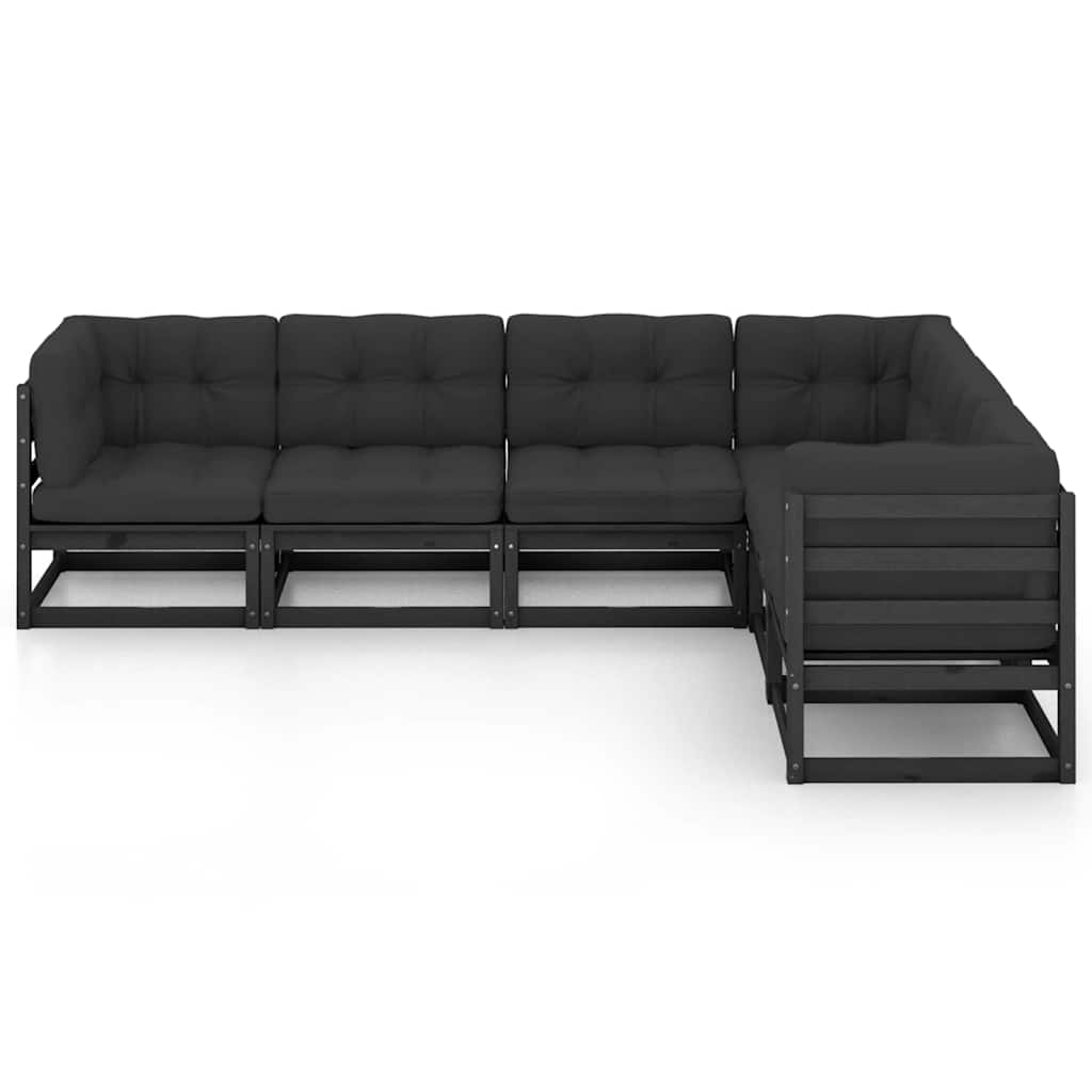 6 Piece Garden Lounge Set with Cushions Solid Pinewood