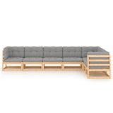 7 Piece Garden Lounge Set with Cushions Solid Pinewood - Side View