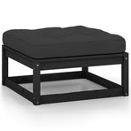 9 Piece Garden Lounge Set with Cushions Black Solid Pinewood