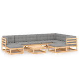 10 Piece Garden Lounge Set with Cushions Solid Pinewood - Front View