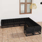 9 Piece Garden Lounge Set with Cushions Black Solid Pinewood
