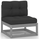10 Piece Garden Lounge Set with Cushions Grey Solid Pinewood - 45-Degree Angle