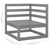 10 Piece Garden Lounge Set with Cushions Grey Solid Pinewood