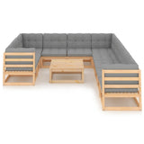11 Piece Garden Lounge Set with Cushions Solid Pinewood - Side View
