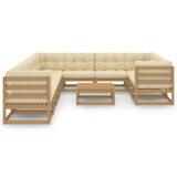 11 Piece Garden Lounge Set&Cushions Honey Brown Solid Pinewood - Side View