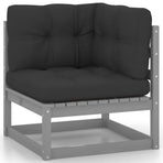 10 Piece Garden Lounge Set with Cushions Grey Solid Pinewood