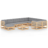 11 Piece Garden Lounge Set with Cushions Solid Pinewood