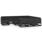 12 Piece Garden Lounge Set with Cushions Black Solid Pinewood