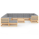 13 Piece Garden Lounge Set with Cushions Solid Pinewood - Side View
