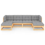 6 Piece Garden Lounge Set with Cushions Solid Pinewood - Side View