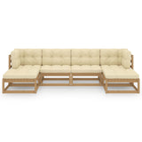 6 Piece Garden Lounge Set&Cushions Honey Brown Solid Pinewood - Side View