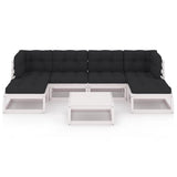 7 Piece Garden Lounge Set with Cushions White Solid Pinewood - Side View