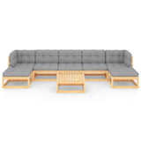 8 Piece Garden Lounge Set with Cushions Solid Pinewood - Side View