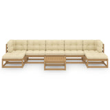8 Piece Garden Lounge Set&Cushions Honey Brown Solid Pinewood - Side View
