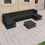 8 Piece Garden Lounge Set with Cushions Black Solid Pinewood