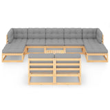 10 Piece Garden Lounge Set with Cushions Solid Pinewood - Side View