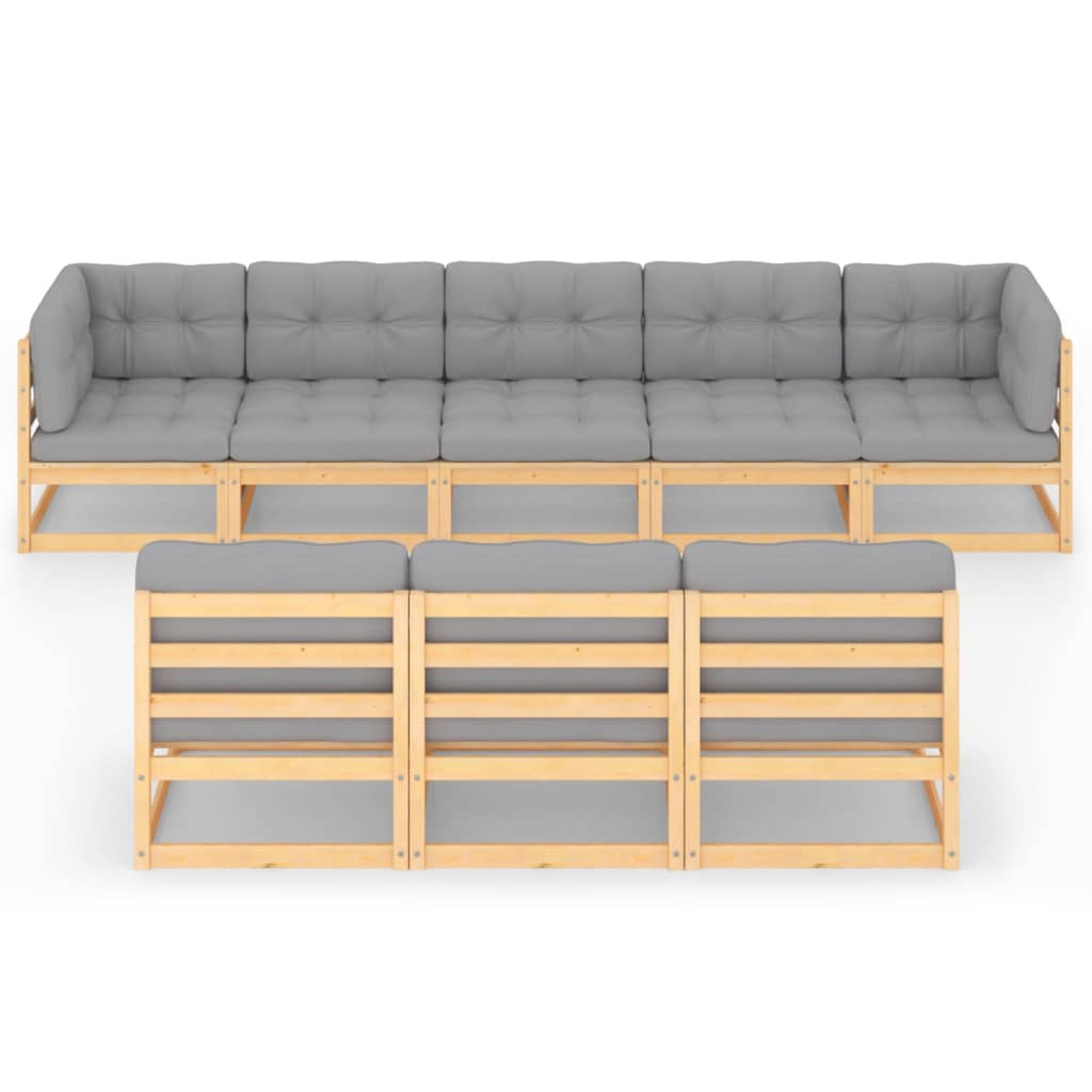 8 Piece Garden Lounge Set with Cushions Solid Pinewood