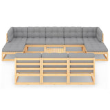 11 Piece Garden Lounge Set with Cushions Solid Pinewood - Side View