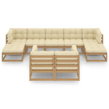 9 Piece Garden Lounge Set&Cushions Honey Brown Solid Pinewood - Side View