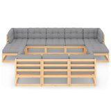 10 Piece Garden Lounge Set with Cushions Solid Pinewood - Side View