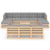 11 Piece Garden Lounge Set with Cushions Solid Pinewood - Side View