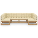 6 Piece Garden Lounge Set&Cushions Honey Brown Solid Pinewood - Side View