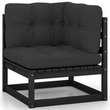 6 Piece Garden Lounge Set with Cushions Black Solid Pinewood - Top-Down View