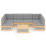 7 Piece Garden Lounge Set with Cushions Solid Pinewood - Side View