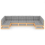 7 Piece Garden Lounge Set with Cushions Solid Pinewood - Side View