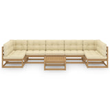 8 Piece Garden Lounge Set&Cushions Honey Brown Solid Pinewood - Side View