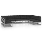 9 Piece Garden Lounge Set with Cushions Grey Solid Pinewood