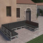 9 Piece Garden Lounge Set with Cushions Grey Solid Pinewood