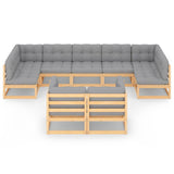 9 Piece Garden Lounge Set with Cushions Solid Pinewood - Side View